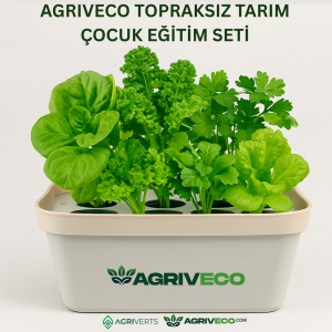 Topraksız tarım çocuk eğitim seti ile çeşitli yeşilllikler yetiştirilen Agriveco hidroponik saksı